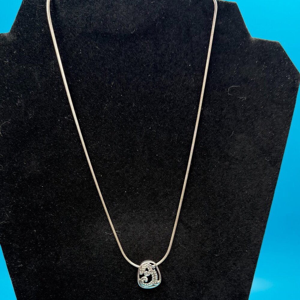 Vintage Melissa Rivers Signed Swirl Sterling Silver .925 Pendant Necklace 17"
